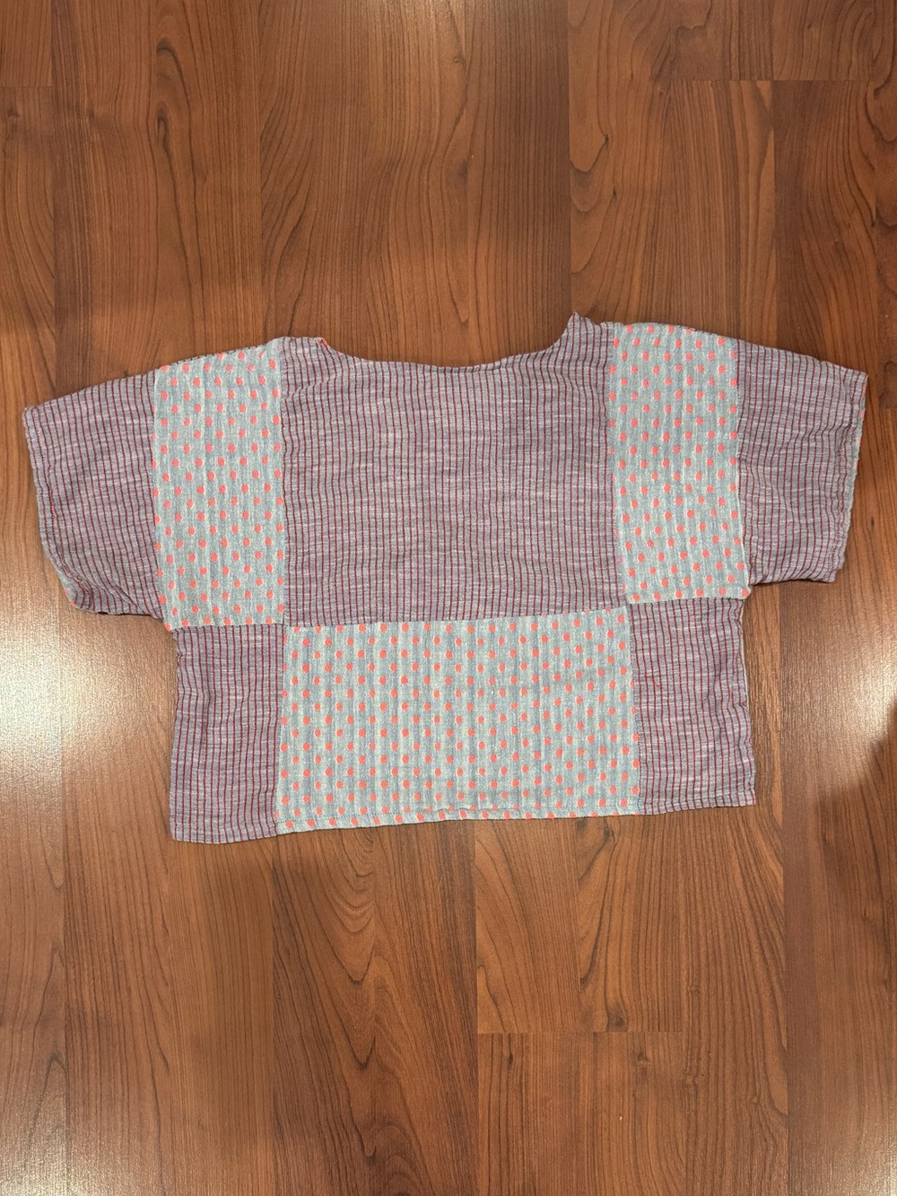 Ace & Jig Cropped Patchwork Boxy Top in light Blue and pink size Large